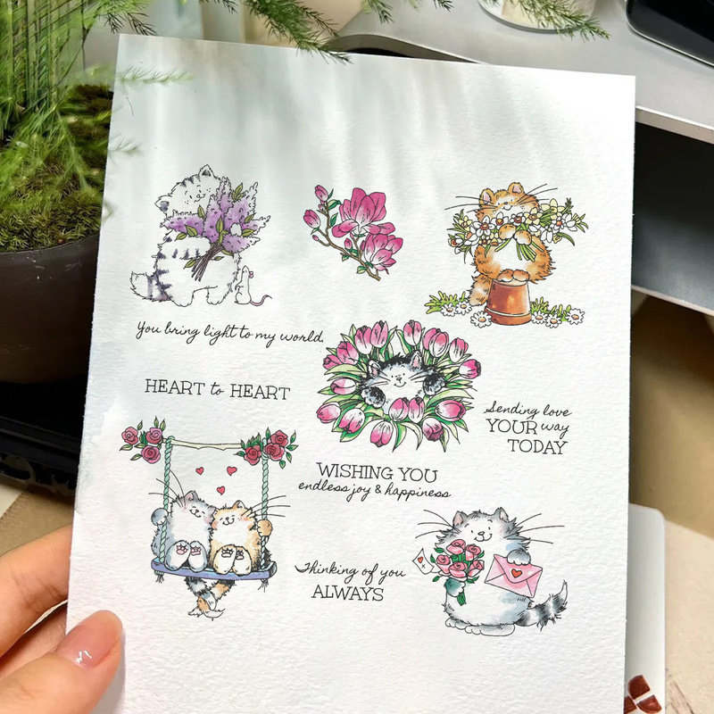Suncraft Cute Kitty Cats And F - огляд і ціна Clear Silicone Stamps For Card Making