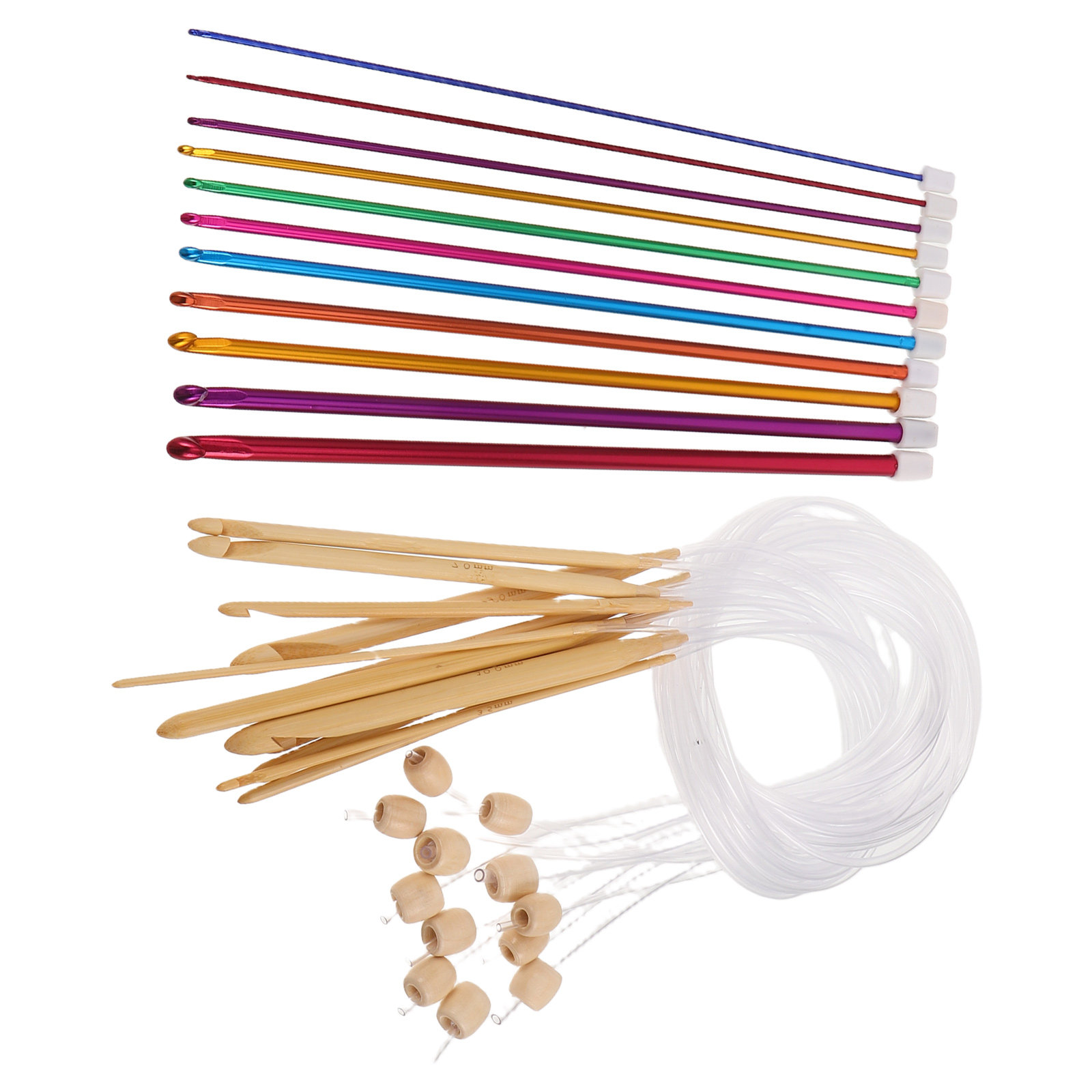 1Set Vibrant Crochet Hooks Set - огляд і ціна Wooden Crochet Hooks Ergonomic Handle