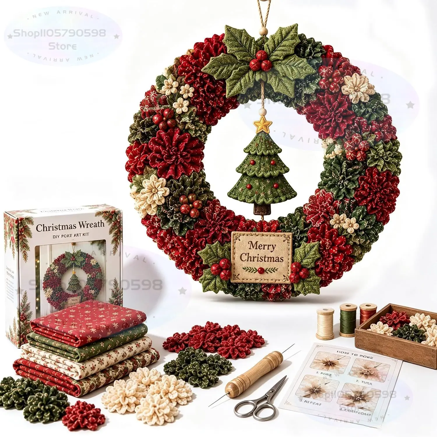 3D Fabric Poke Wreath DIY Kit, - огляд і ціна Sewing