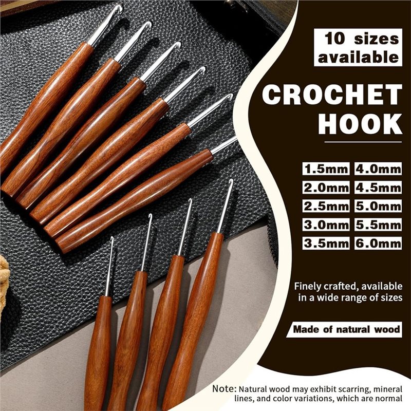 AS94-5 Pcs Crochet Hook, 5 Siz - огляд і ціна Wooden Crochet Hooks Ergonomic Handle