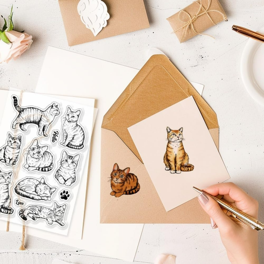 Cat Clear Stamps Realistic Cat - огляд і ціна Clear Silicone Stamps For Card Making